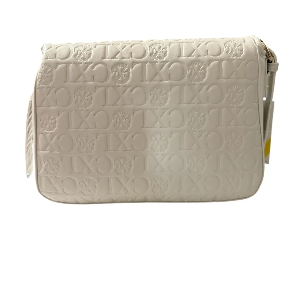 Christian Lacroix Clara Embossed Logo Shoulder Bag – Neutral Beige/Bone